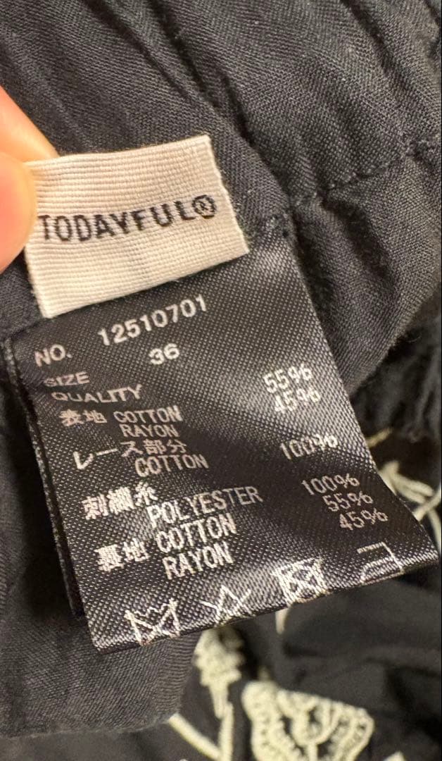 パンツ todayful Embroidery Patchwork Trousers36