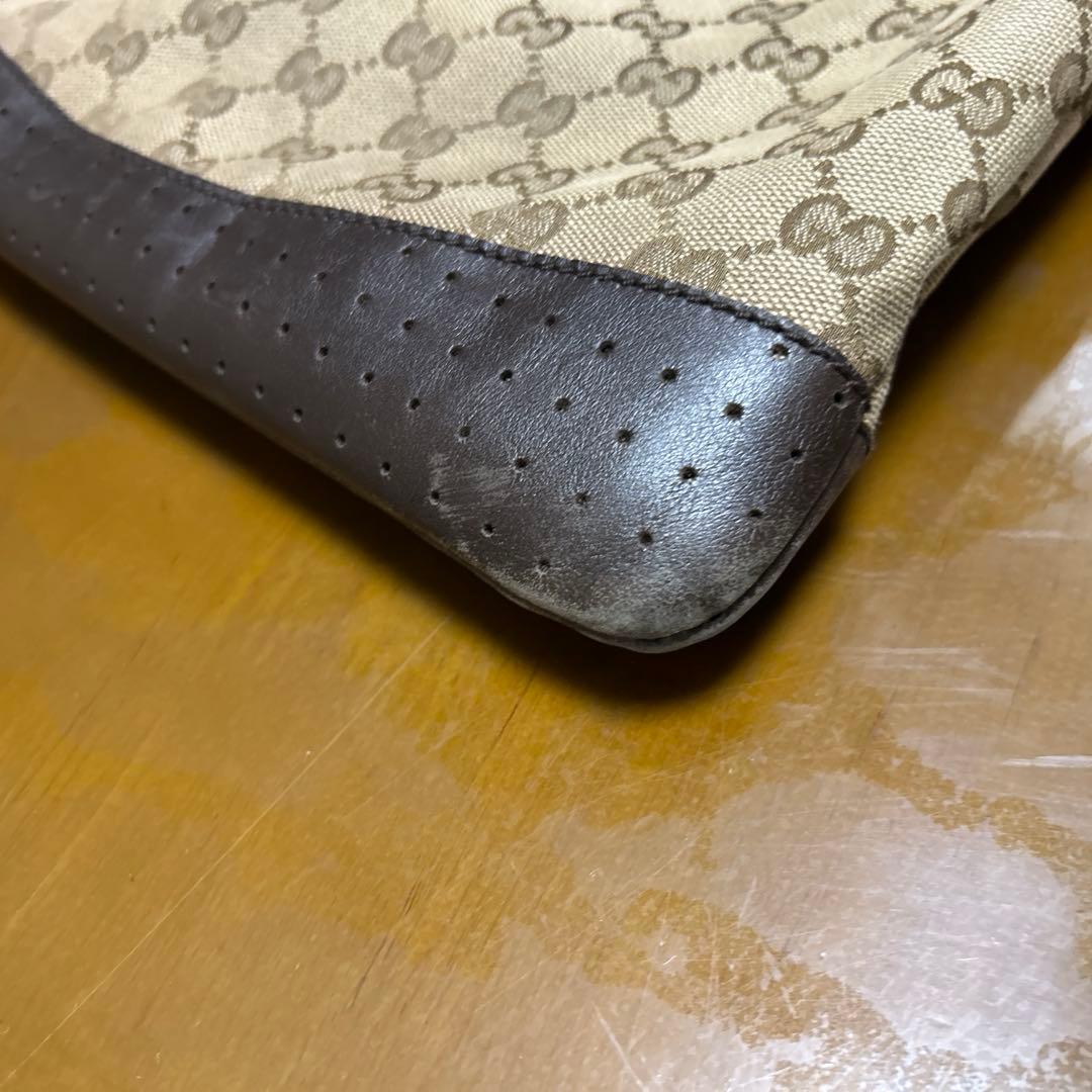 グッチ GG柄 ショルダーバッグ キャンバス レザー ベージュ ブラウン