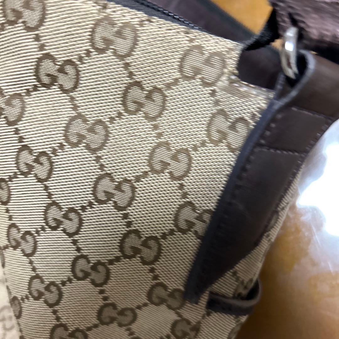 グッチ GG柄 ショルダーバッグ キャンバス レザー ベージュ ブラウン