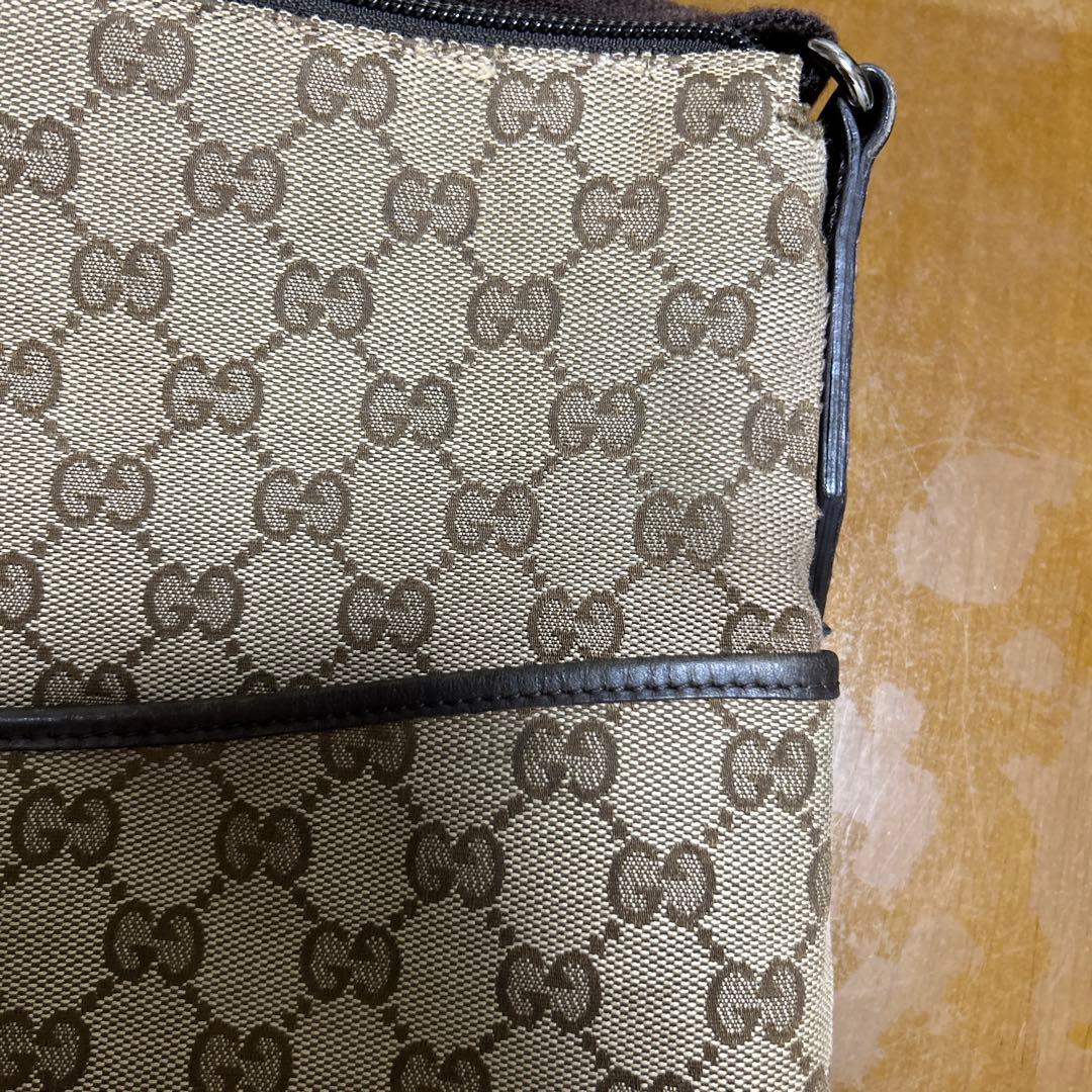グッチ GG柄 ショルダーバッグ キャンバス レザー ベージュ ブラウン