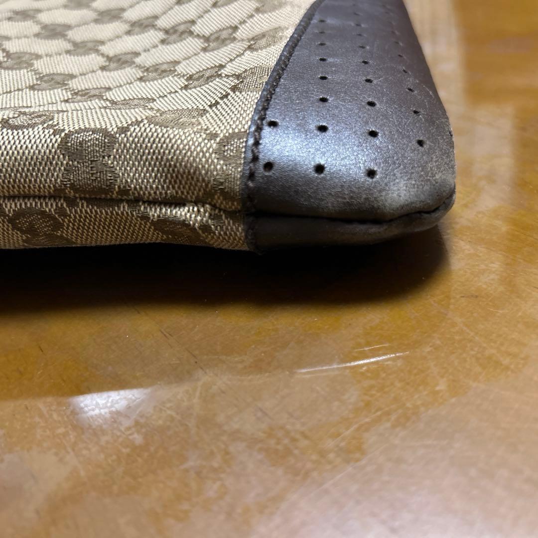 グッチ GG柄 ショルダーバッグ キャンバス レザー ベージュ ブラウン