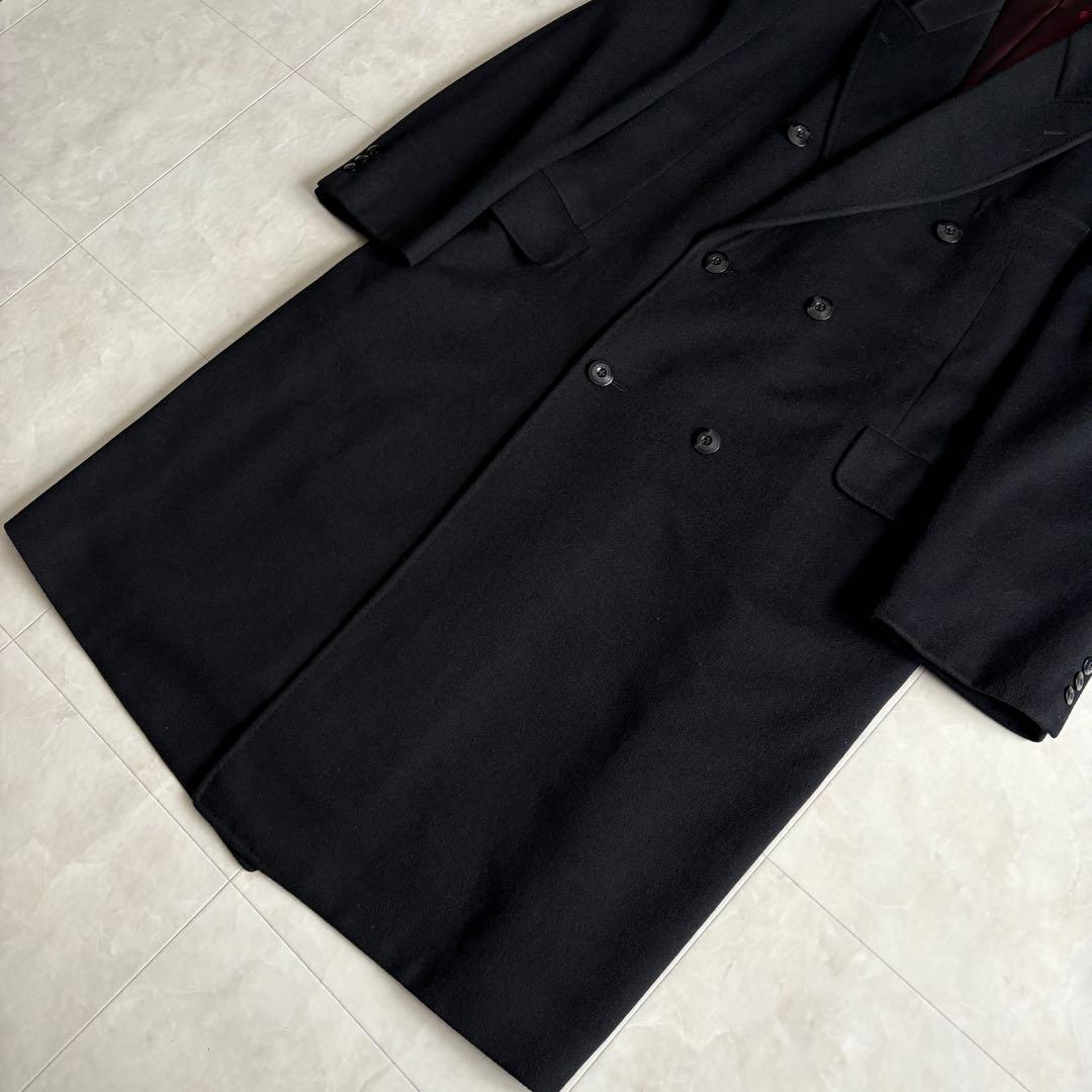 ANDRE GHEKIERE カシミヤ100 ダブルロングコート 黒 XL相当