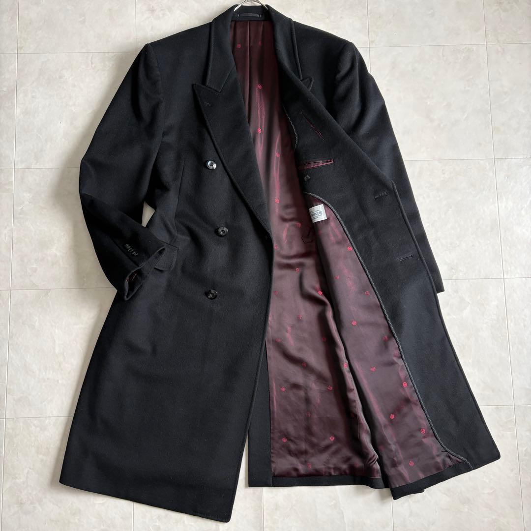 ANDRE GHEKIERE カシミヤ100 ダブルロングコート 黒 XL相当