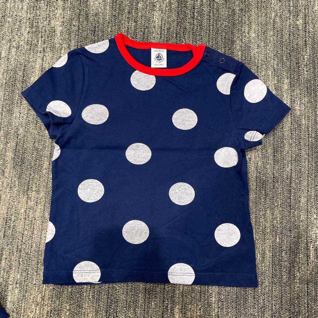 【リンクコーデ】4歳女の子&1歳男の子☆プチバトー ⭐︎水玉模様 半袖ワンピース