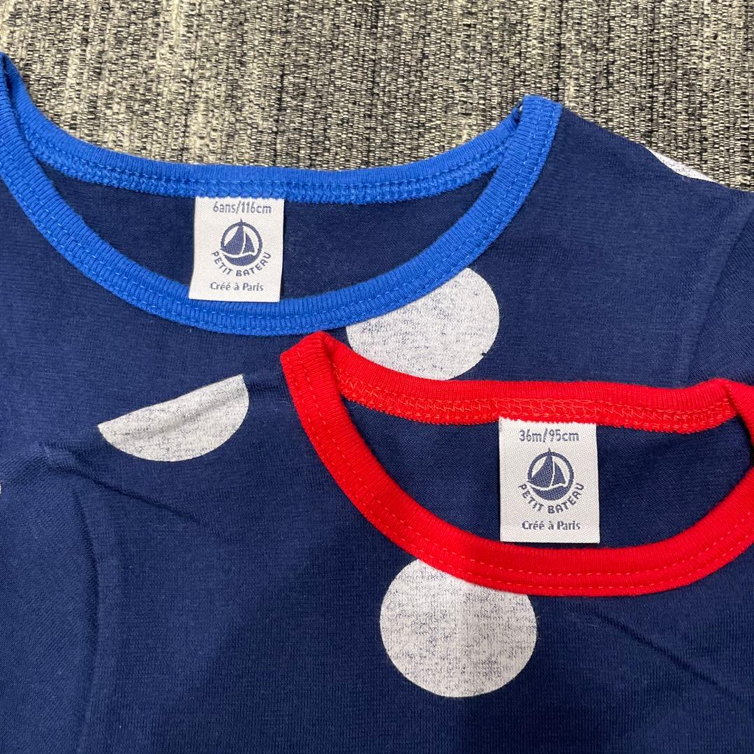 【リンクコーデ】4歳女の子&1歳男の子☆プチバトー ⭐︎水玉模様 半袖ワンピース