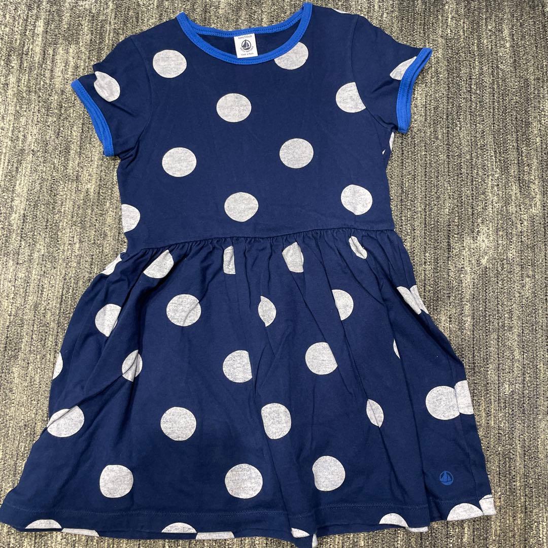 【リンクコーデ】4歳女の子&1歳男の子☆プチバトー ⭐︎水玉模様 半袖ワンピース