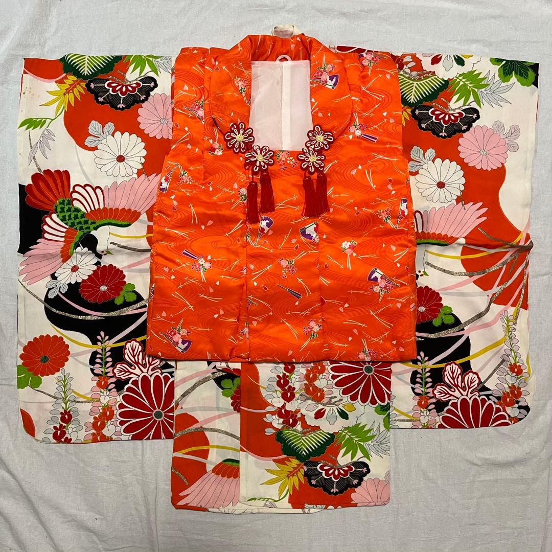 七五三　3歳　着物　正絹　アンティーク　被布