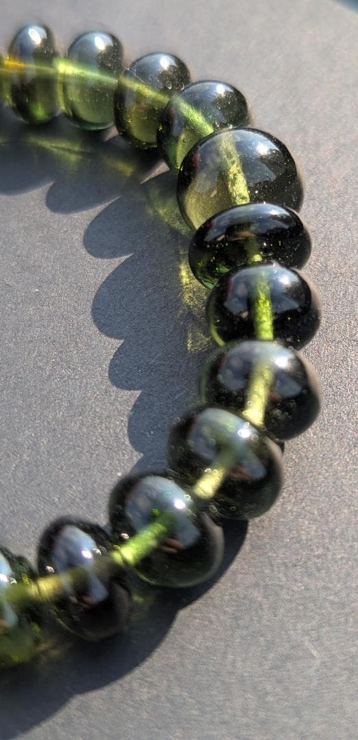 値下げ リングおまけ付き【希少極美】モルダバイトボタンタイプブレスレット