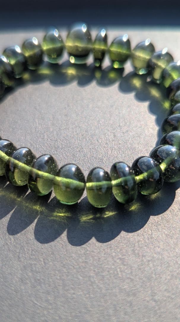 値下げ リングおまけ付き【希少極美】モルダバイトボタンタイプブレスレット