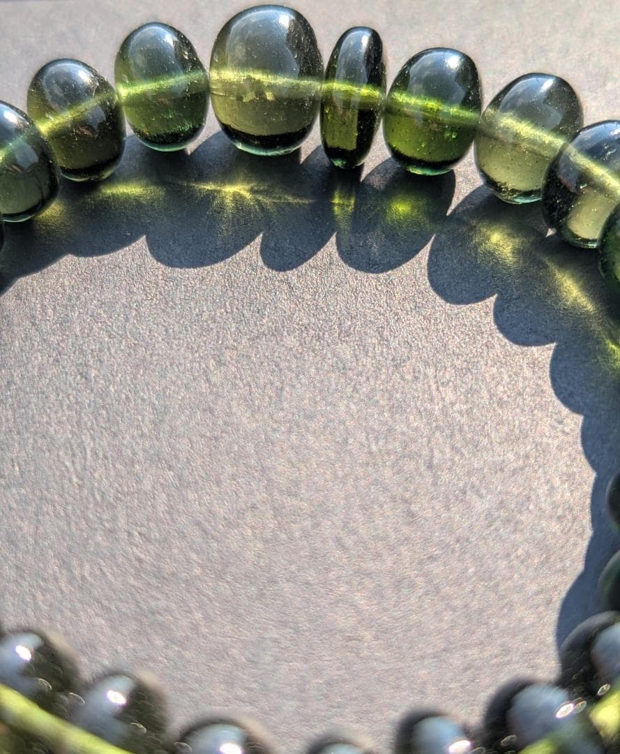 値下げ リングおまけ付き【希少極美】モルダバイトボタンタイプブレスレット