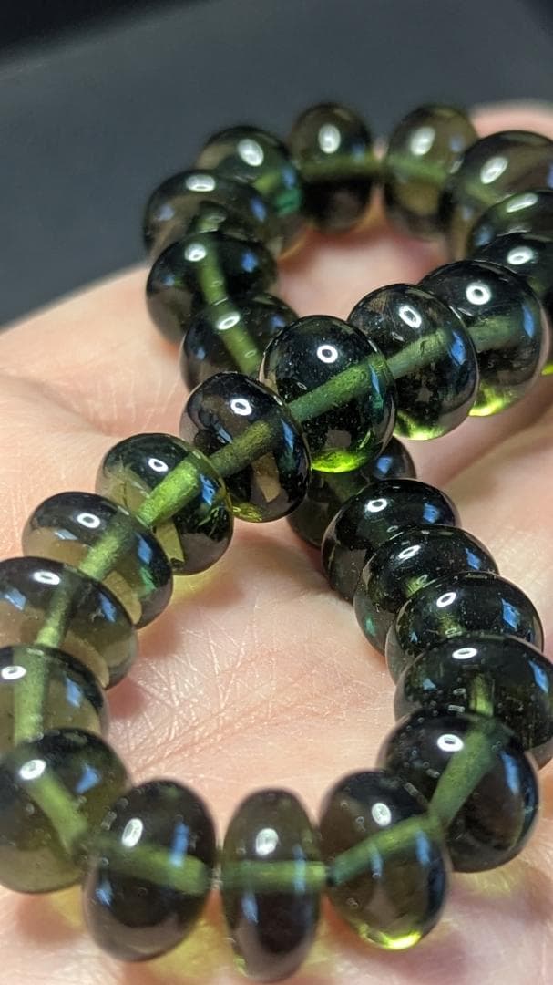 値下げ リングおまけ付き【希少極美】モルダバイトボタンタイプブレスレット