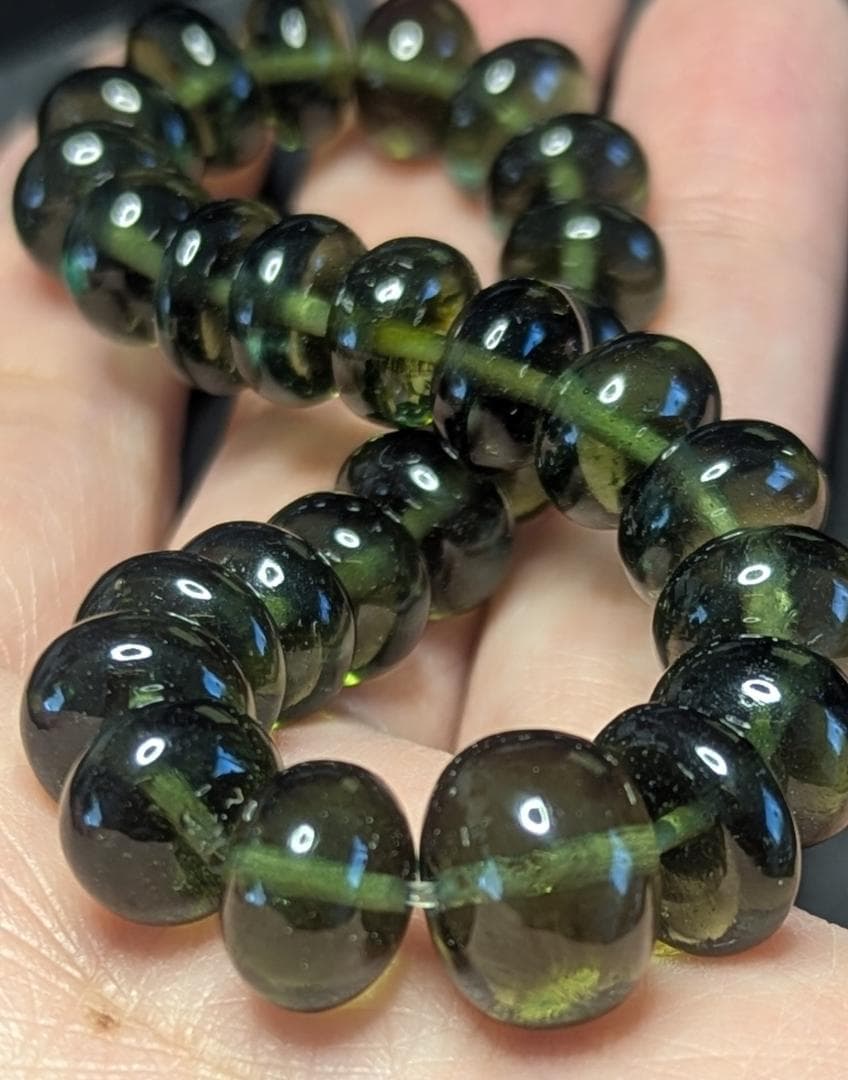 値下げ リングおまけ付き【希少極美】モルダバイトボタンタイプブレスレット