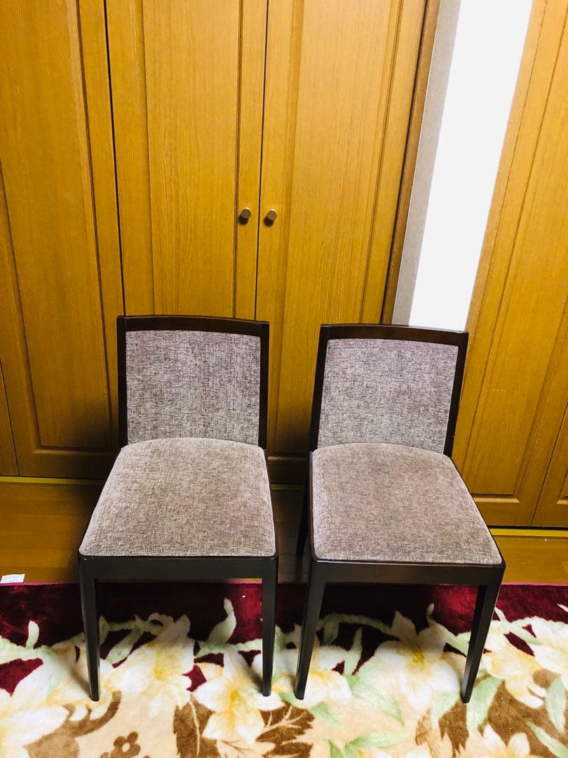 SOGO／相合家具　ブラウンファブリック　ダイニングチェア　2脚セット　①