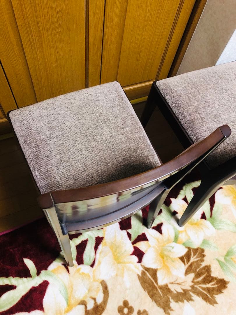 SOGO／相合家具　ブラウンファブリック　ダイニングチェア　2脚セット　①