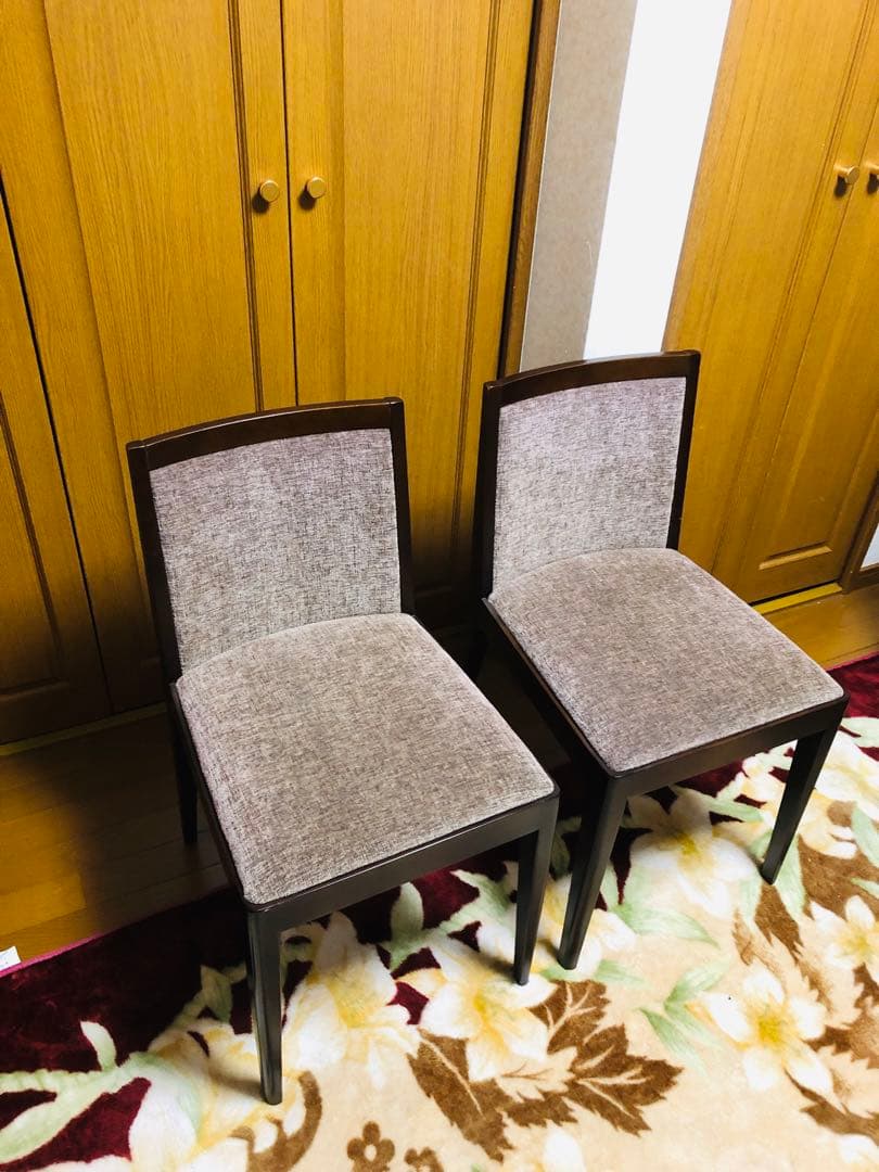 SOGO／相合家具　ブラウンファブリック　ダイニングチェア　2脚セット　①