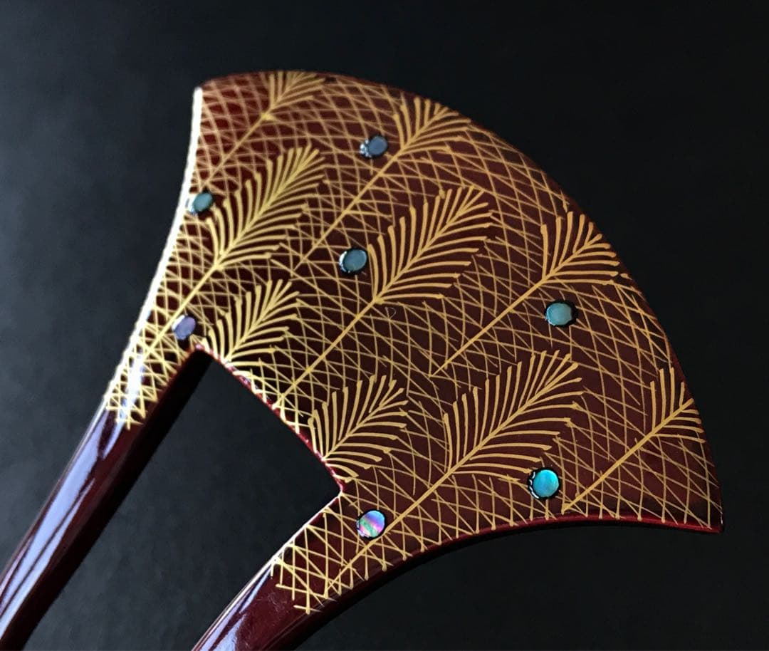 かづら清老舗　かんざし　溜色　蒔絵　螺鈿細工