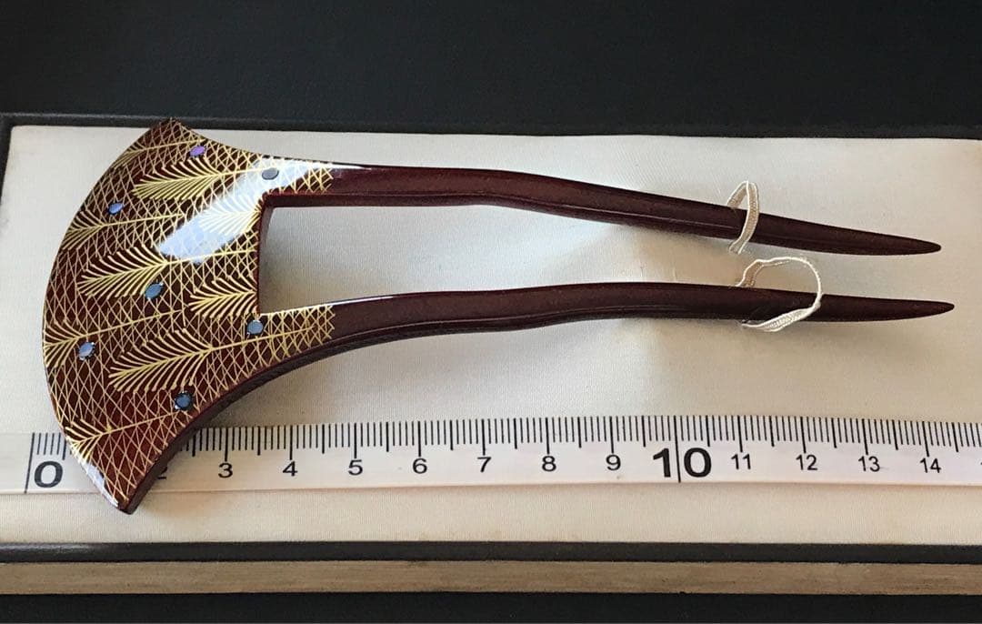 かづら清老舗　かんざし　溜色　蒔絵　螺鈿細工