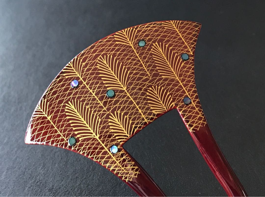 かづら清老舗　かんざし　溜色　蒔絵　螺鈿細工