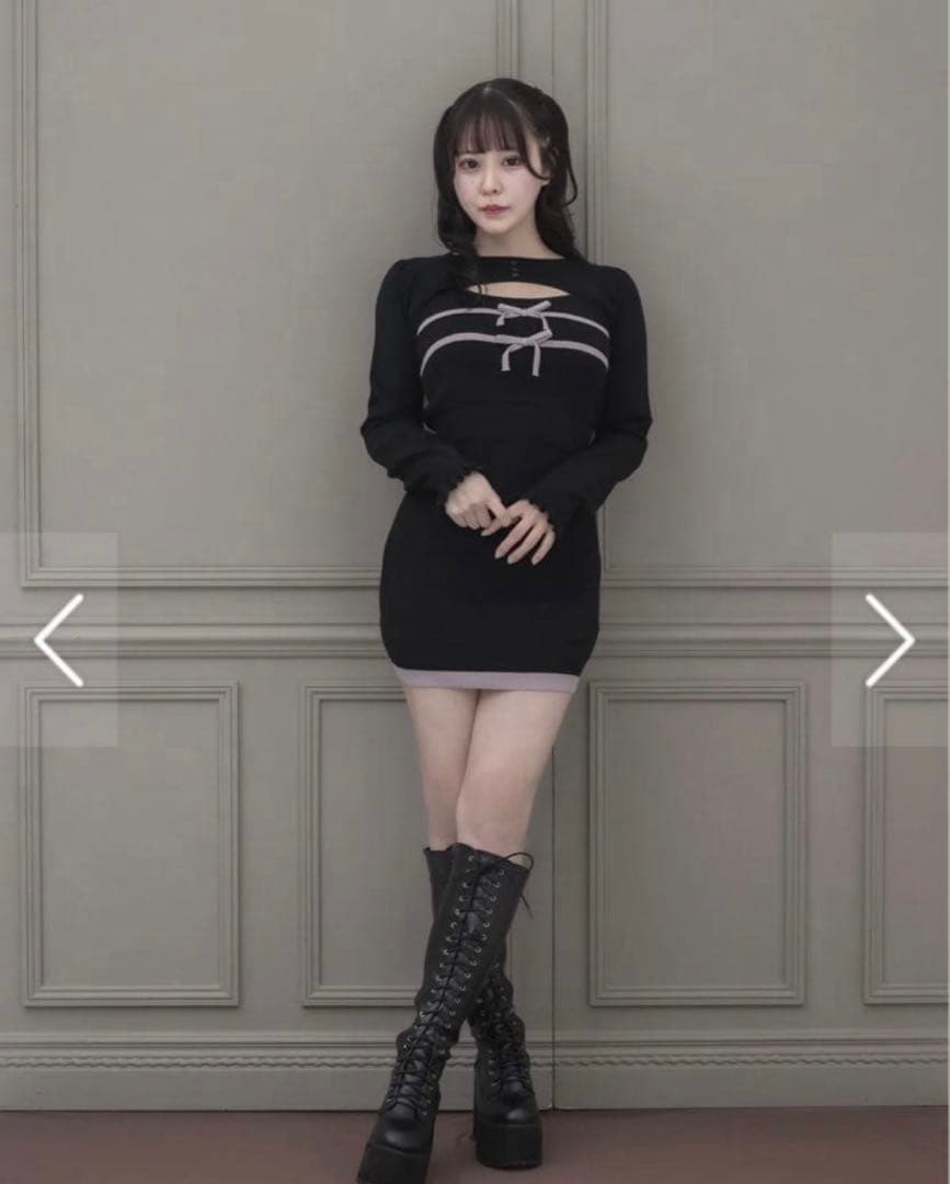 pium リボンテープレイヤードニットワンピース