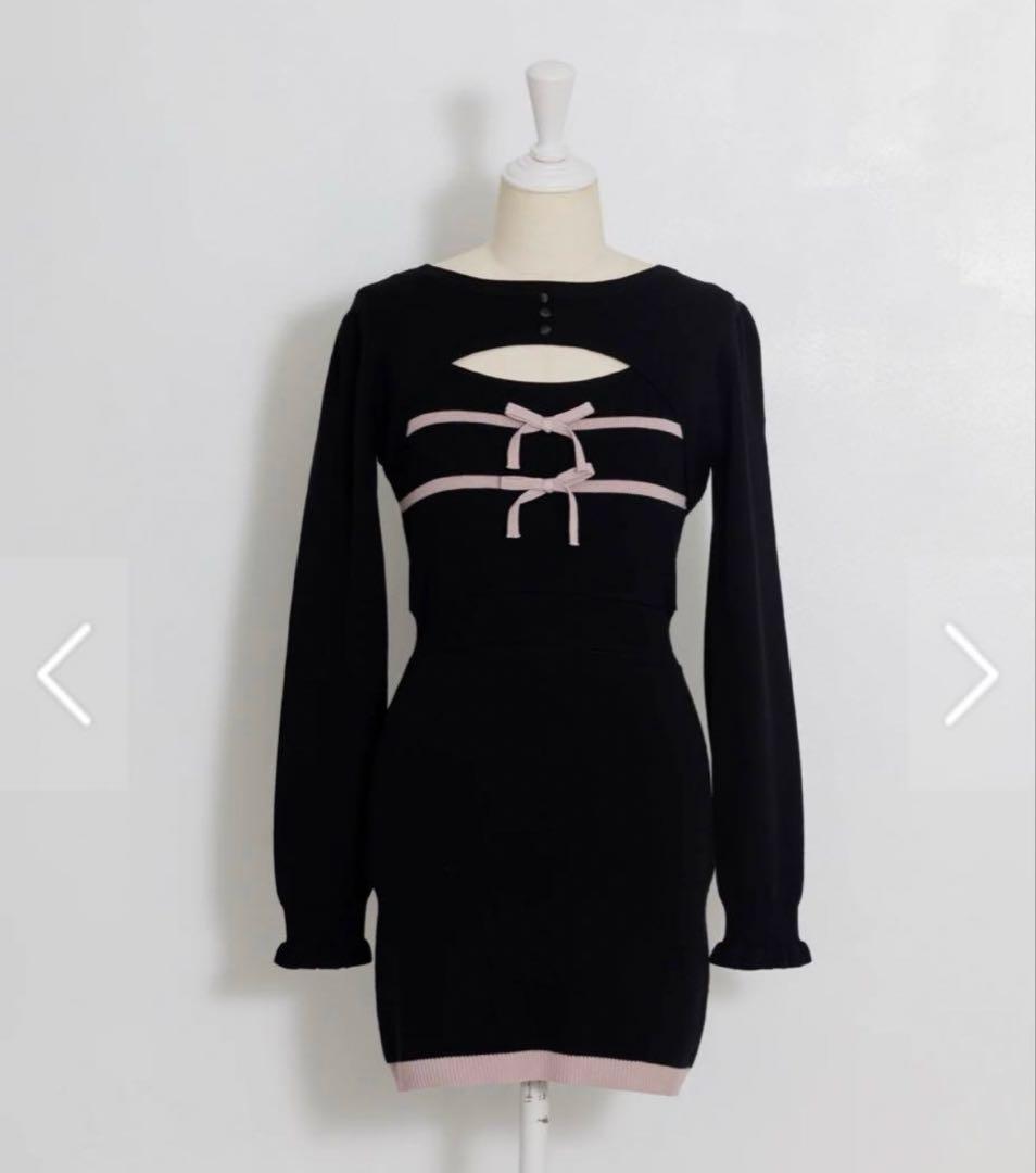 pium リボンテープレイヤードニットワンピース