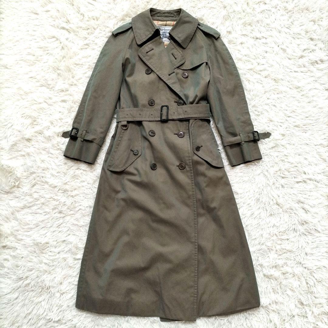バーバリー トレンチコート ロング丈 ベルト付き 白タグ 玉虫色 S