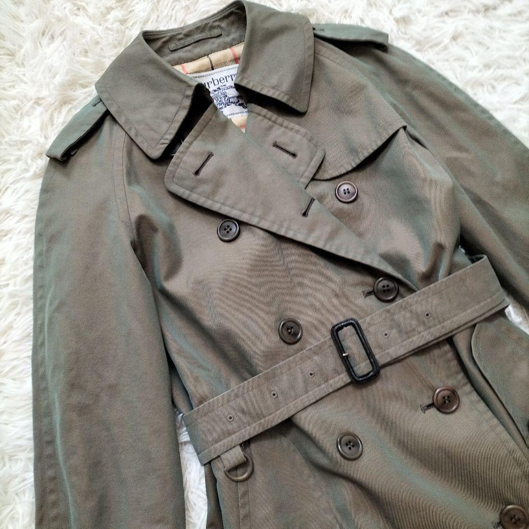 バーバリー トレンチコート ロング丈 ベルト付き 白タグ 玉虫色 S