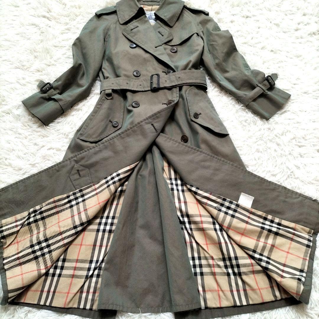 バーバリー トレンチコート ロング丈 ベルト付き 白タグ 玉虫色 S