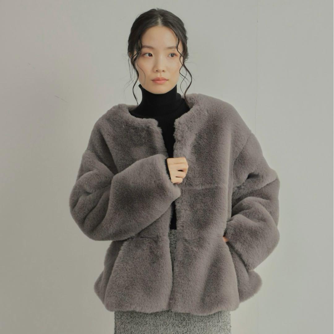 olu. ファーコート　ペプラム