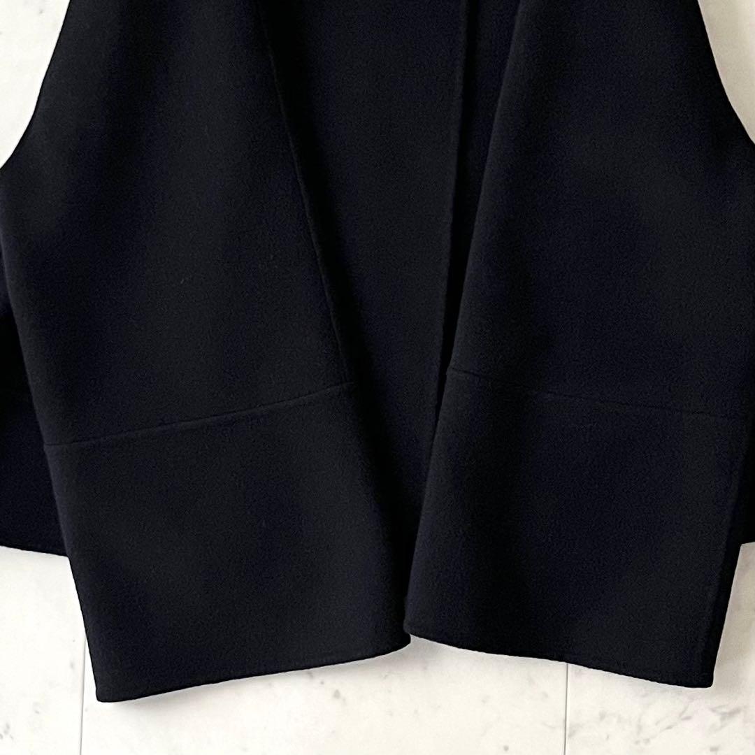 人気♪ADORE アドーア ウールノーカラージャケット 38 ブラック黒 長袖