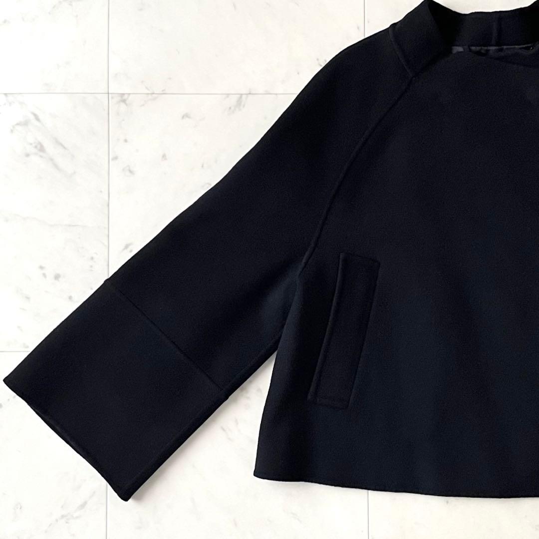 人気♪ADORE アドーア ウールノーカラージャケット 38 ブラック黒 長袖