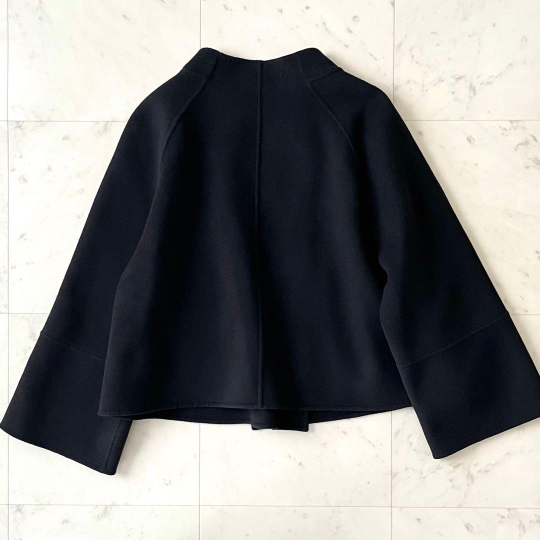 人気♪ADORE アドーア ウールノーカラージャケット 38 ブラック黒 長袖