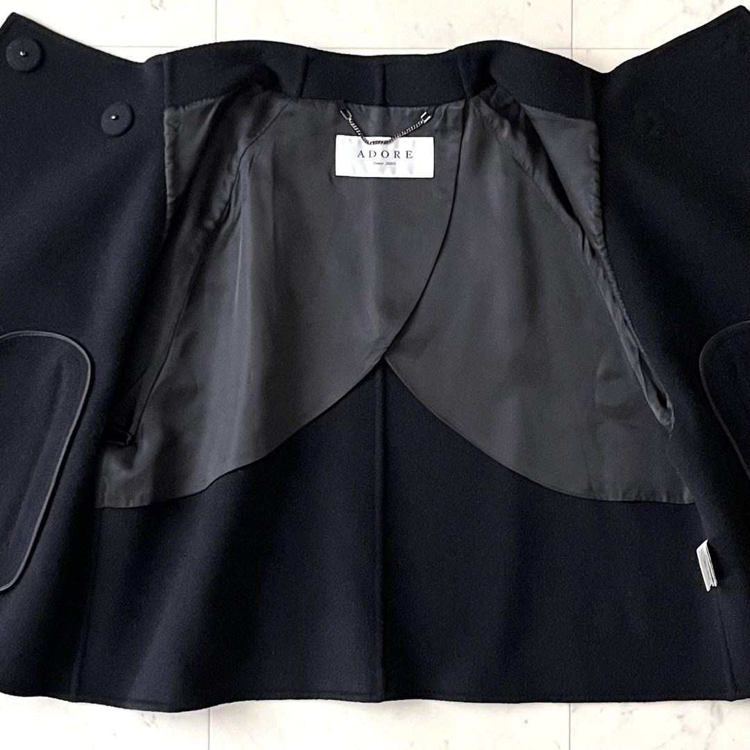 人気♪ADORE アドーア ウールノーカラージャケット 38 ブラック黒 長袖