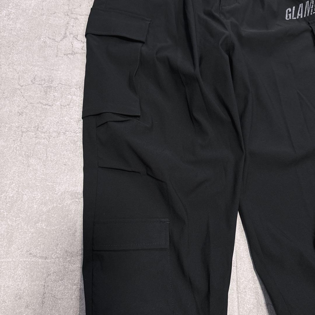 【美品】glamb グラム ロングリブ カーゴパンツ 黒 S 刺繍ロゴ サルエル
