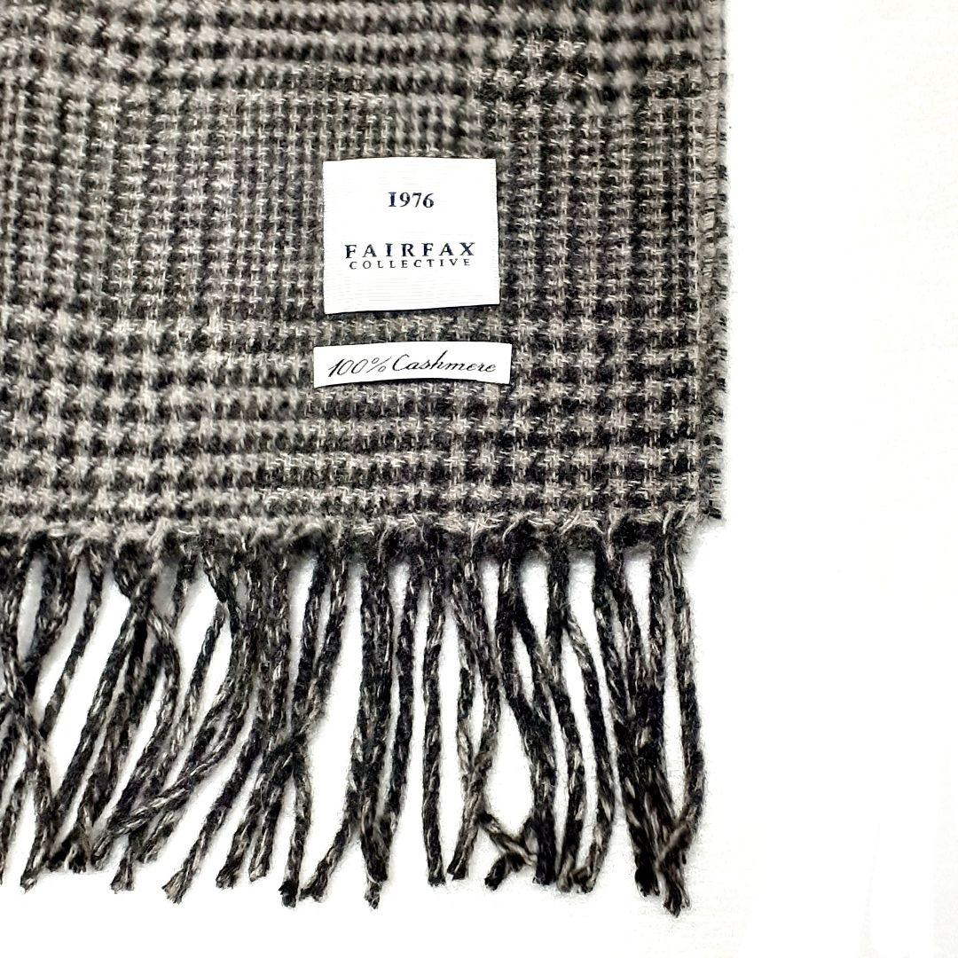 専用新品⭐FAIR FAX フリンジ 大判 マフラー ストール ブラック×グレー