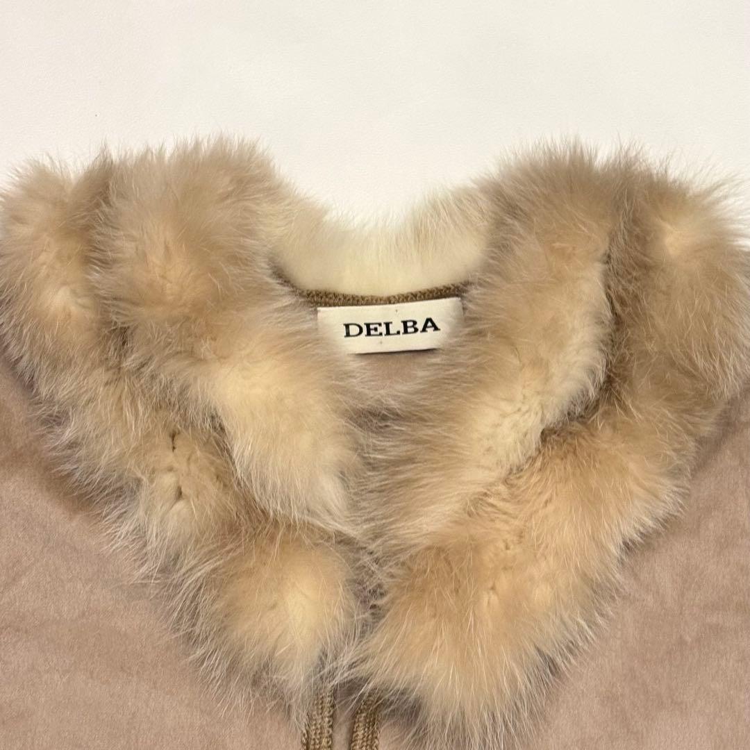 【美品】DELBA イタリア製 リアルファー ポンチョコート ケープコート 上質