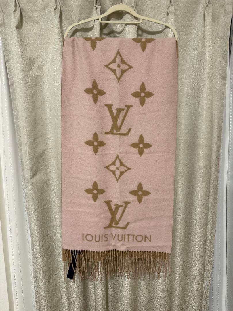 LOUIS VUITTON マフラー　カシミア ピンク ブラウン