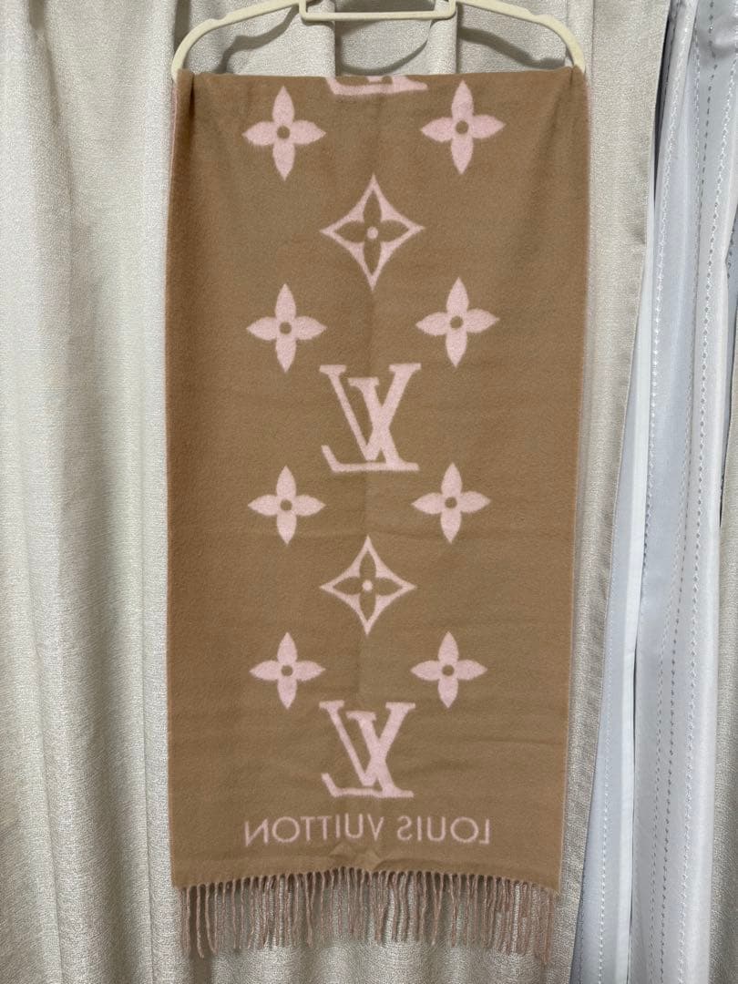 LOUIS VUITTON マフラー　カシミア ピンク ブラウン