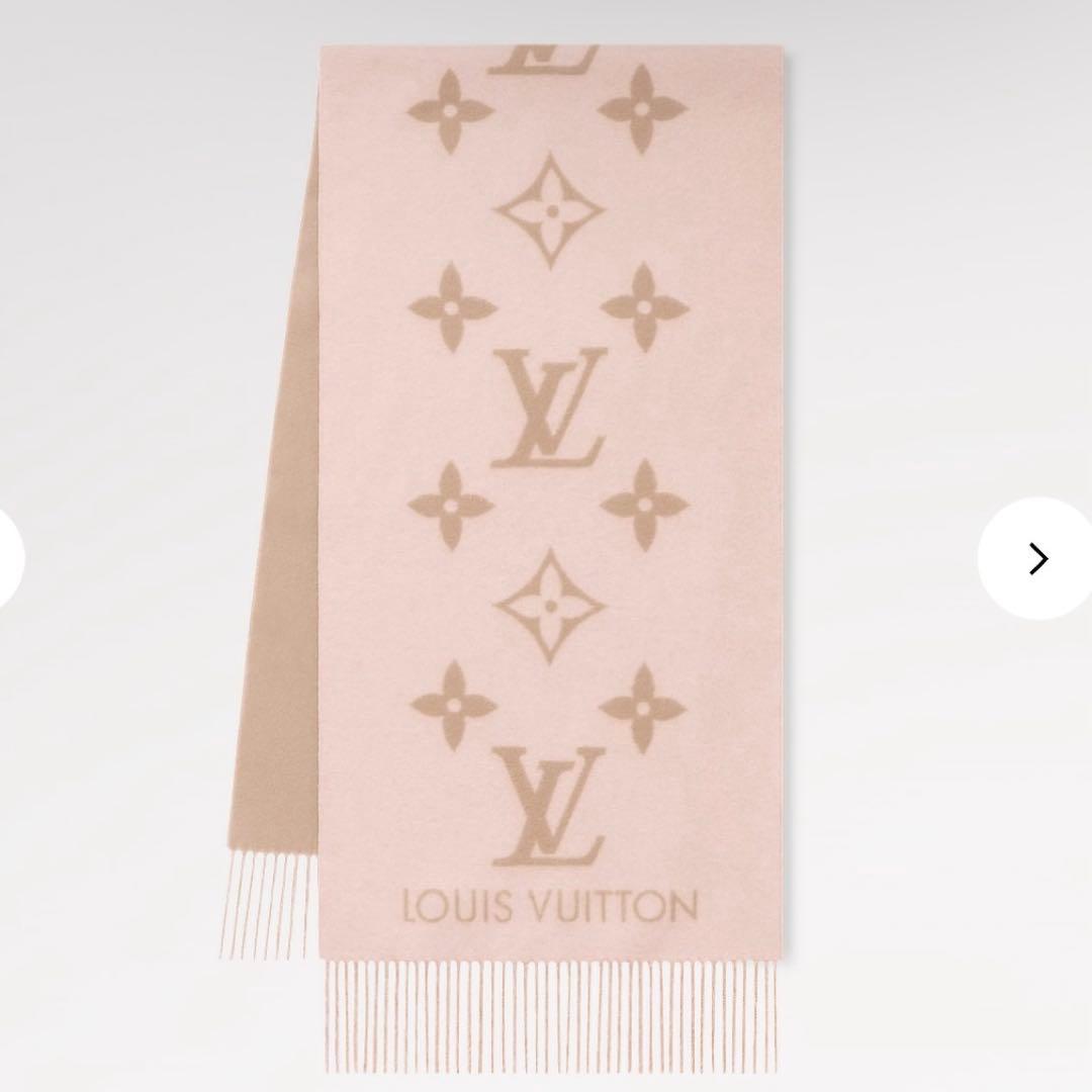 LOUIS VUITTON マフラー　カシミア ピンク ブラウン