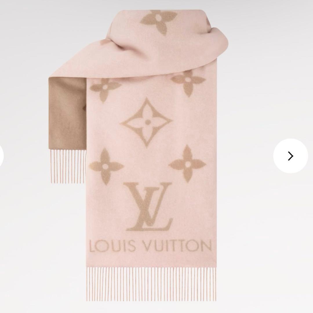LOUIS VUITTON マフラー　カシミア ピンク ブラウン