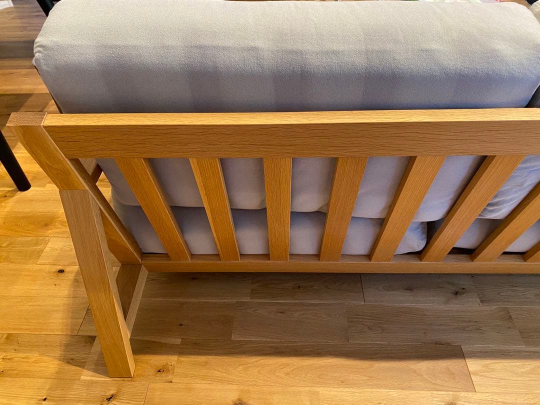 無印ソファ本体木製フレーム　フェザーポケットコイル２．５シーター