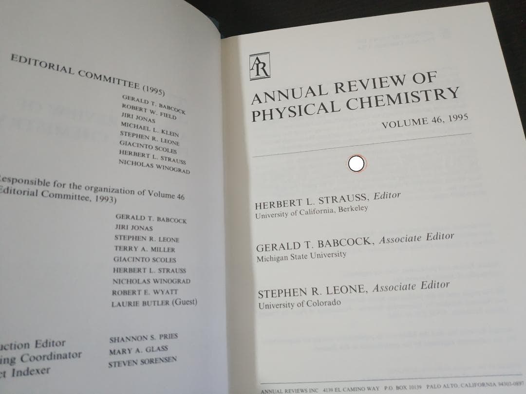 ANNU REV PHYS CHEM v46 1995 物理化学年次学術雑誌
