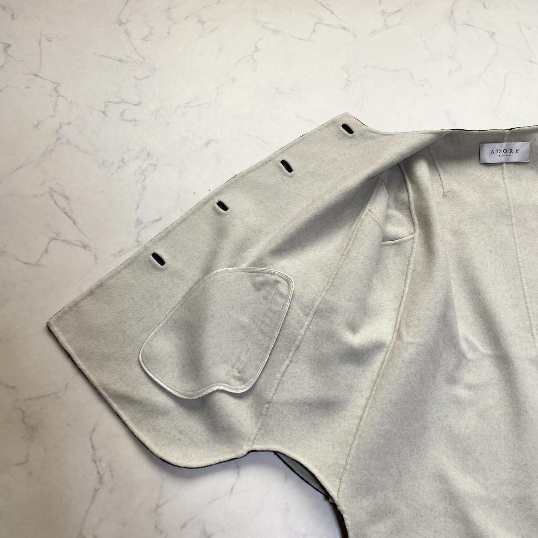 アドーア カシミヤ混 2TONEリバーポンチョ ケープ コート 38