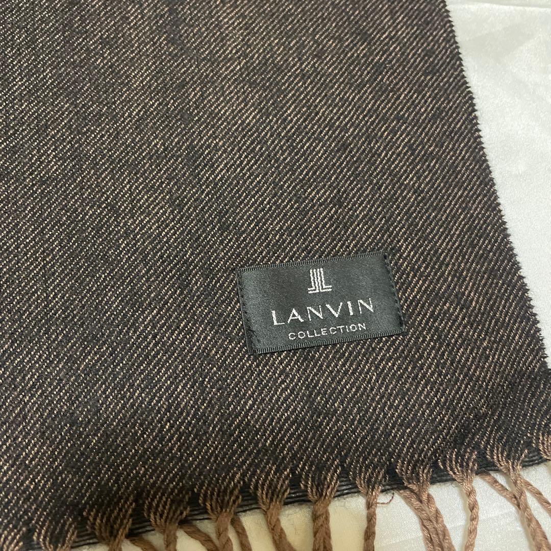 お値下げ‼︎ランバン★フォックスファー付き　大判ストール　カシミヤ/シルク　未使用