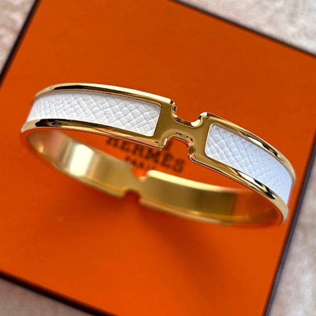 新品‼ エルメス オランプ バングル ブレスレット ゴールド×ホワイト
