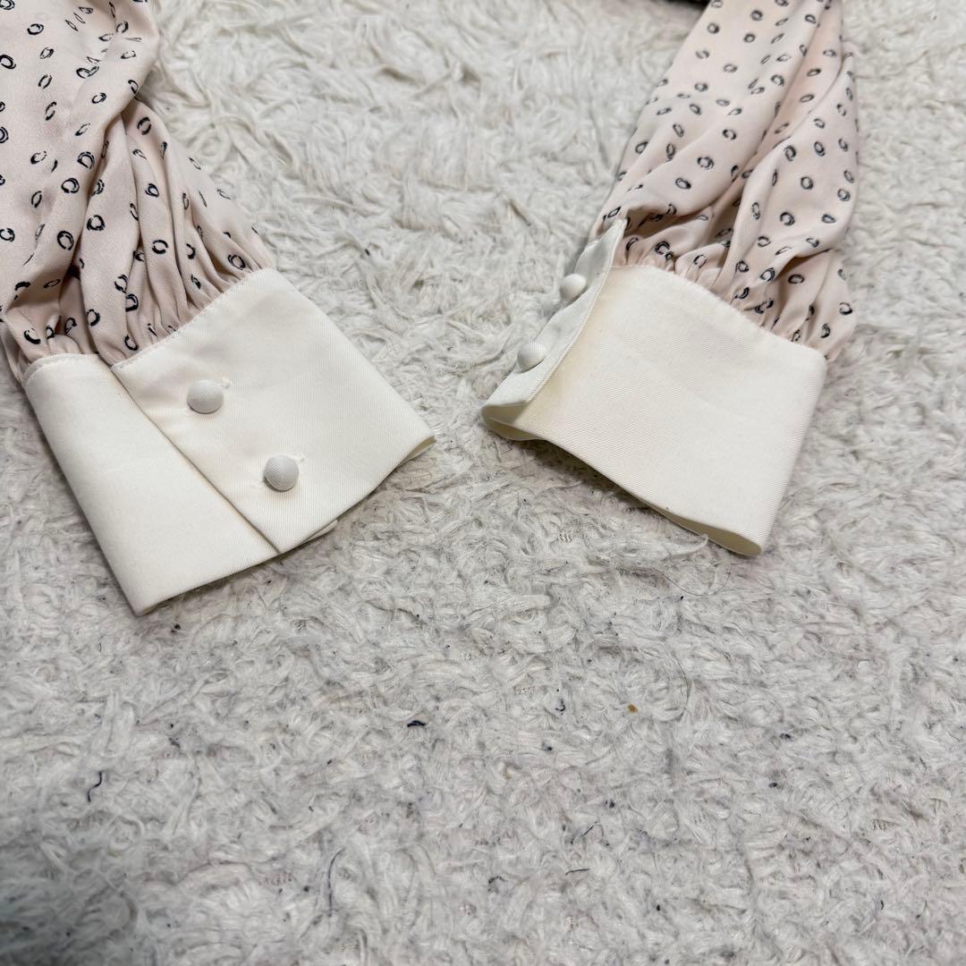 近年極美品　バーニーズニューヨーク　マキシ丈ワンピース　ボウタイ　ドット　総柄