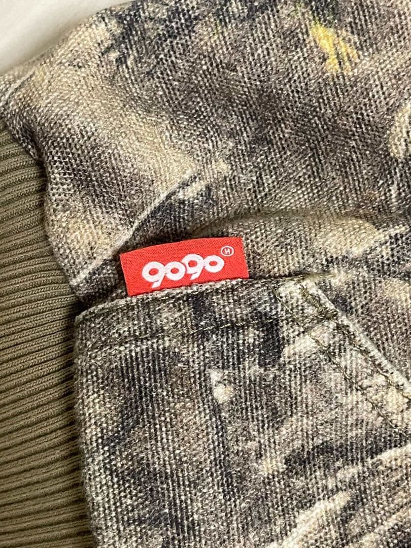 9090 キングロゴスラブデニムファージップフーディー