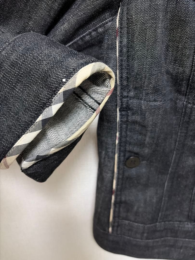 バーバリー ノバチェック付 ブラックデニム Gジャン 40