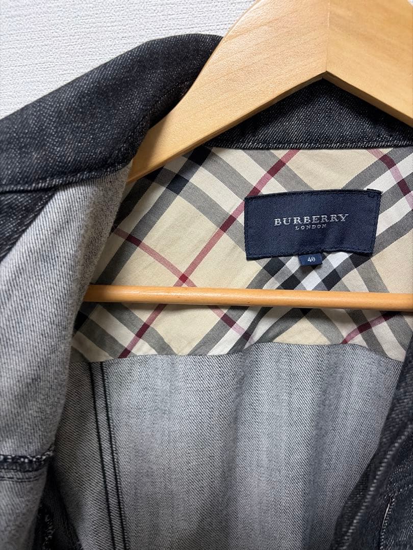 バーバリー ノバチェック付 ブラックデニム Gジャン 40