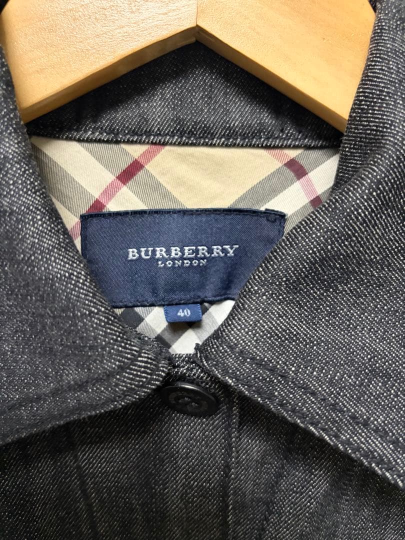 バーバリー ノバチェック付 ブラックデニム Gジャン 40