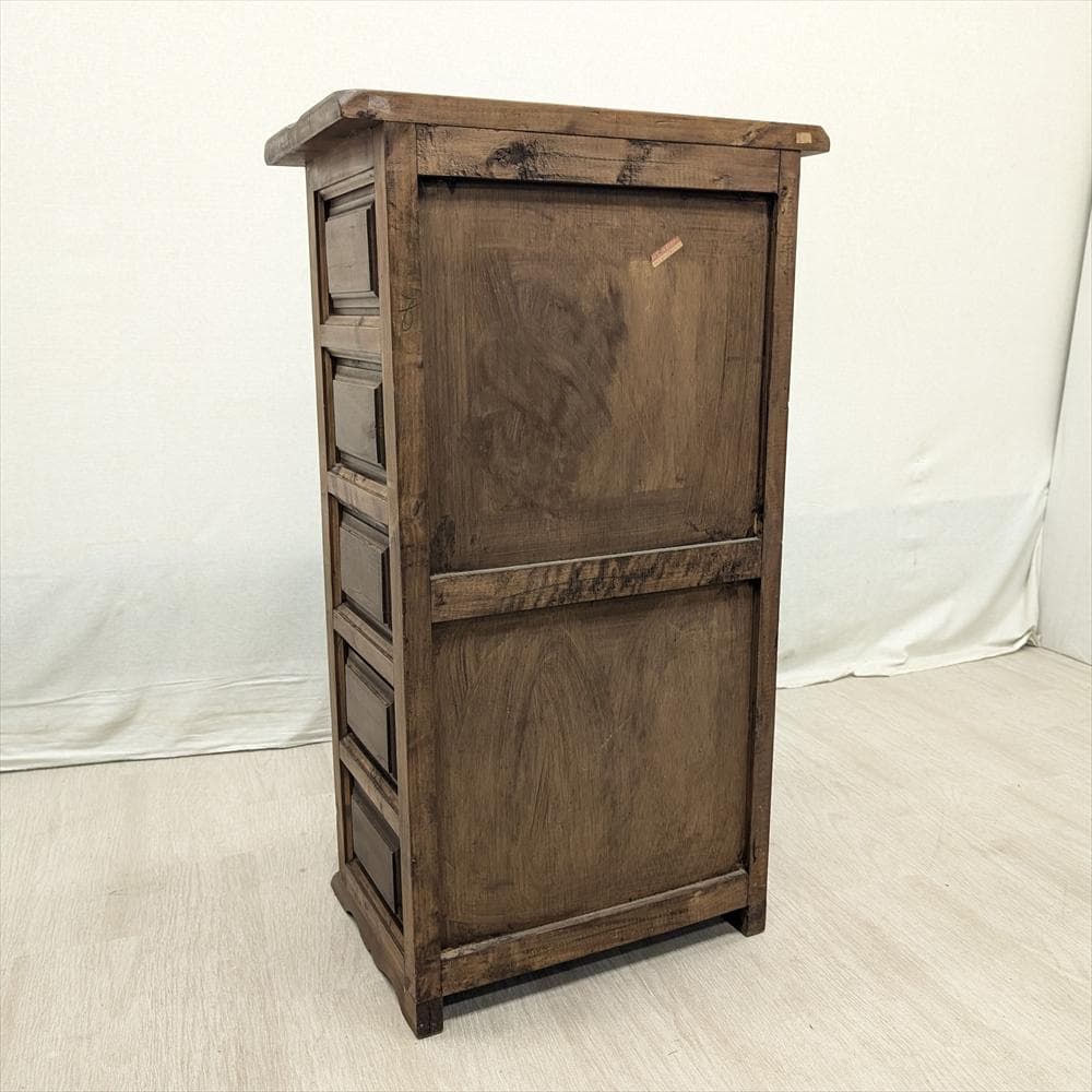 スペイン製　無垢　5段　サイドチェスト　タンス　箪笥　たんす　チェスト　ドロワー